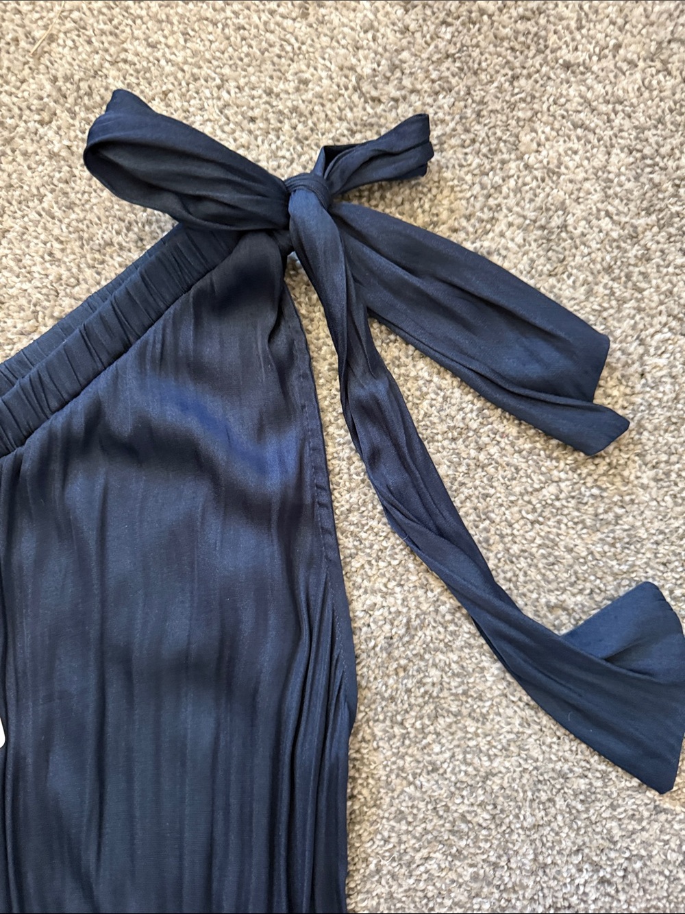 Women’s One-Shoulder Navy Maxi dress with Tie shoulder - Picture 3 of 8